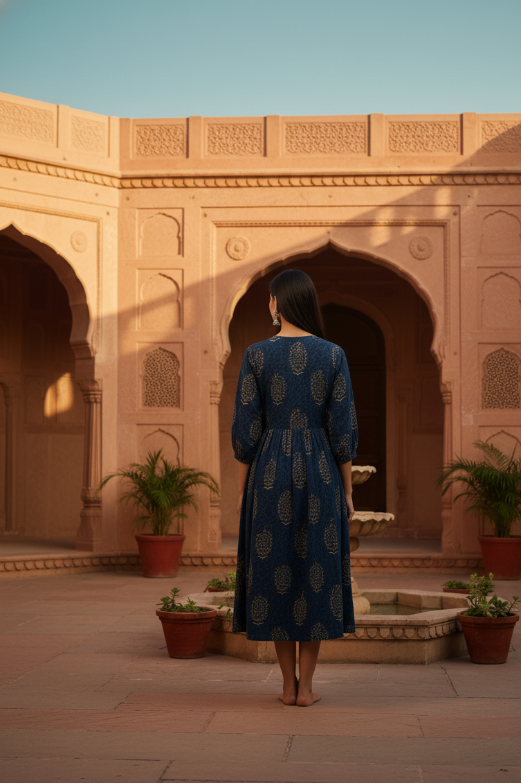 Bagru hand block print  dress