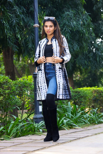 Handblock printed long jacket