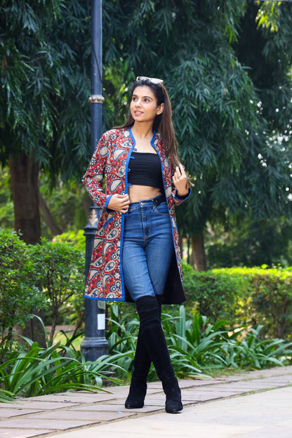 Handblock printed long jacket