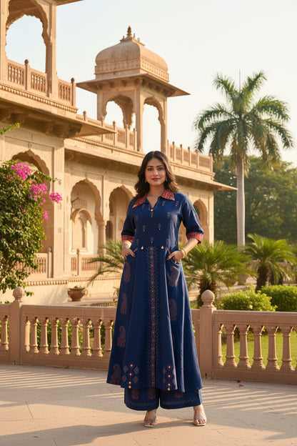 Rajwada Indigo Kurta Set