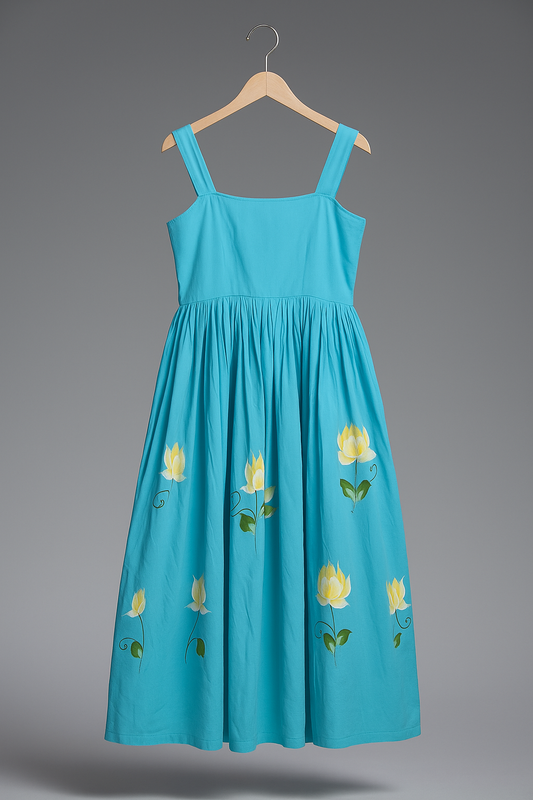 Ocean hue hand painted dress