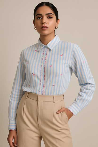 Cotton Scallop Blush Shirt