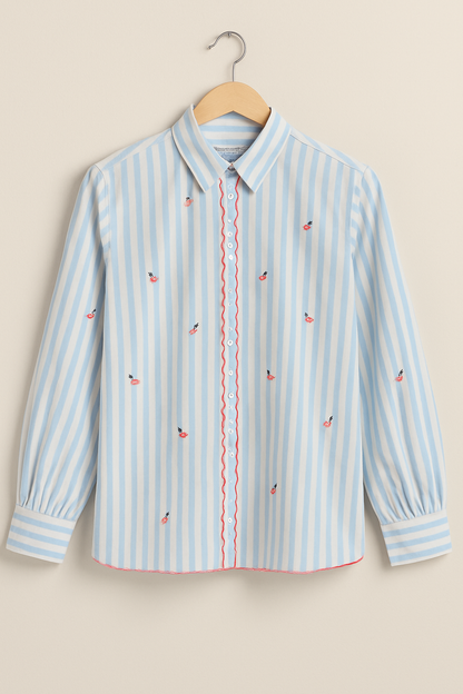 Cotton Scallop Blush Shirt