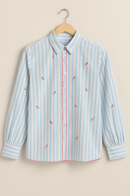 Cotton Scallop Blush Shirt