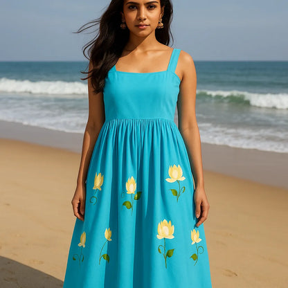Ocean hue hand painted dress