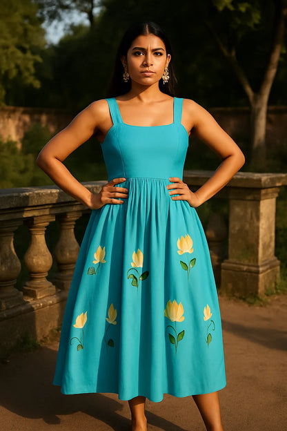 Ocean hue hand painted dress