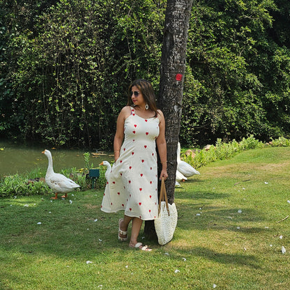 White cotton Fit and flare dress