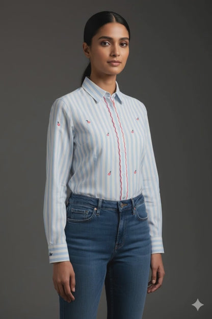 Cotton Scallop Blush Shirt