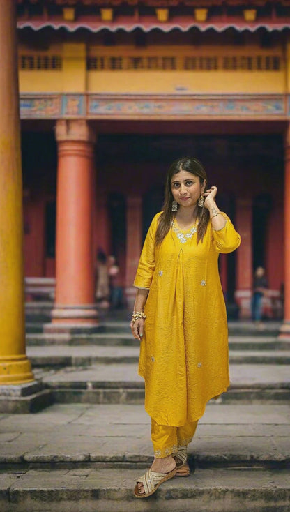 Marigold Glow Chanderi silk CO-ORD Set