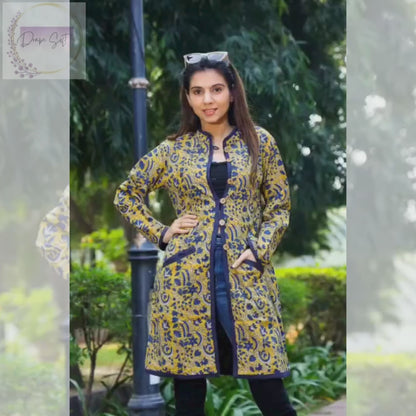 Handblock printed long jacket